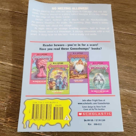 Vintage 90s Goosebumps Beware, The Snowman by R.L. Stine Book Scholastic - Picture 5 of 5